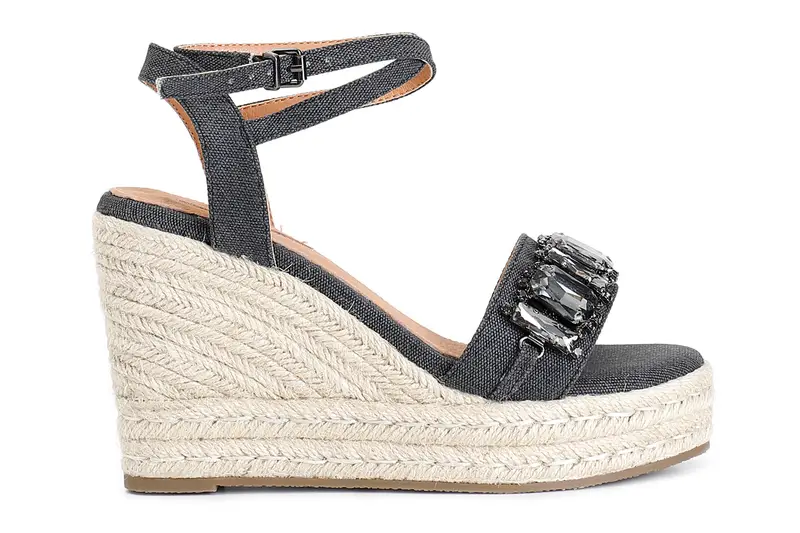 sandali in canvas con applicazioni sulla tomaia nero 41