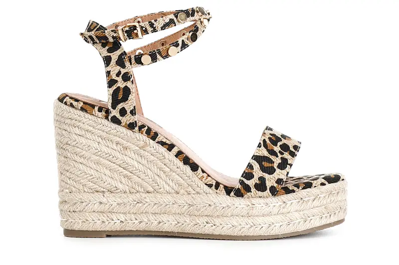 sandali in canvas stampato con borchie su zappa corda multi animalier 40