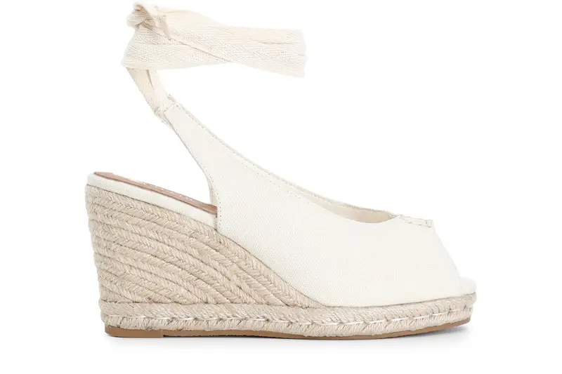sandali in canvas su zeppa in corda beige 37