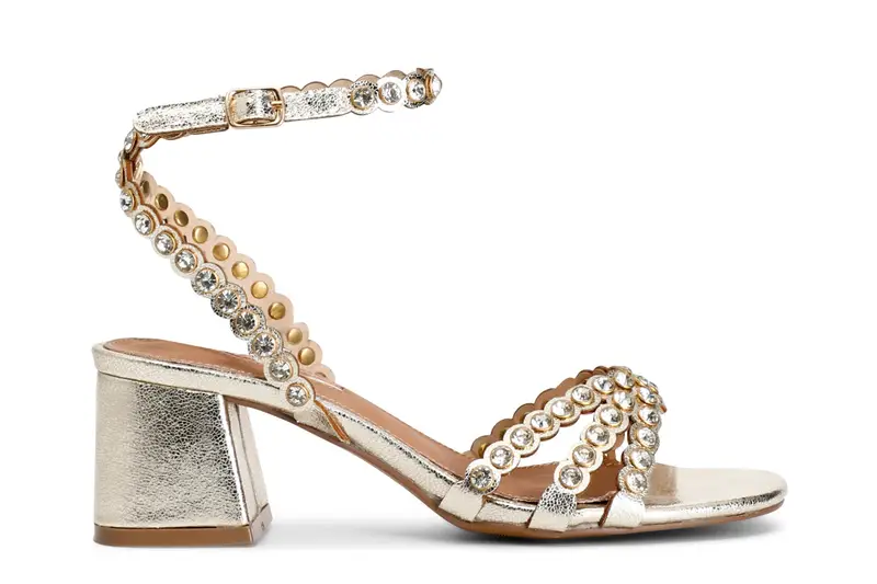 sandali in metallizzato con strass platino