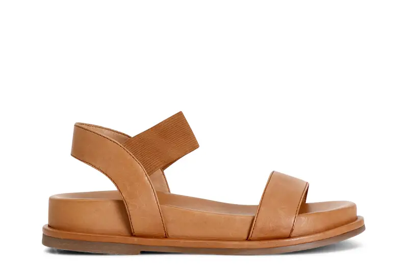 sandali in pelle con elastico cuoio 36