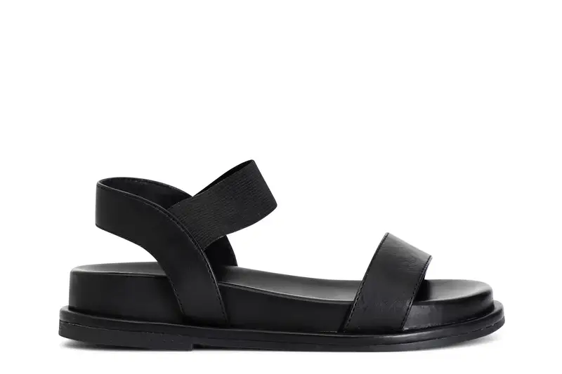 sandali in pelle con elastico nero 39