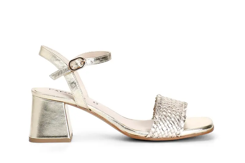 sandali in pelle con intreccio oro