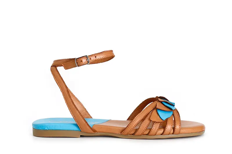 sandali in pelle con laccio alla caviglia multi cuoio