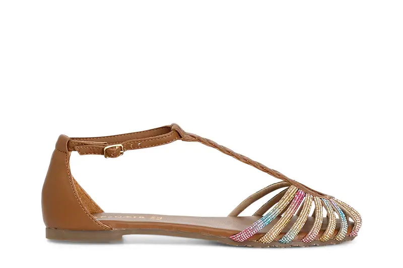 sandali in pelle con mignon strass multi cuoio