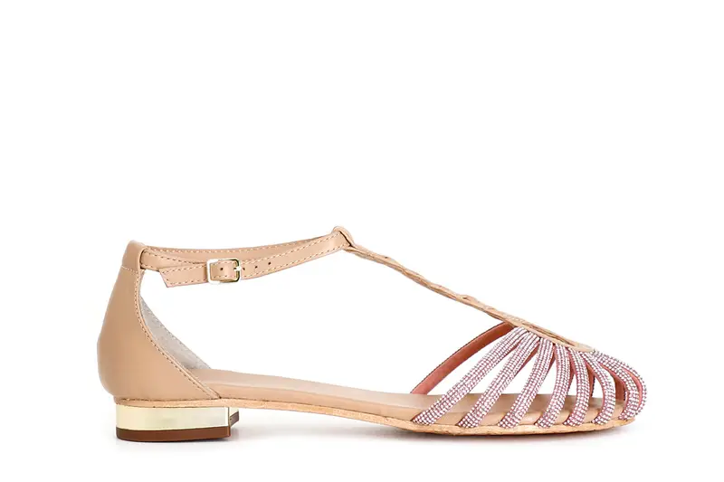 sandali in pelle con mignon strass nude 37