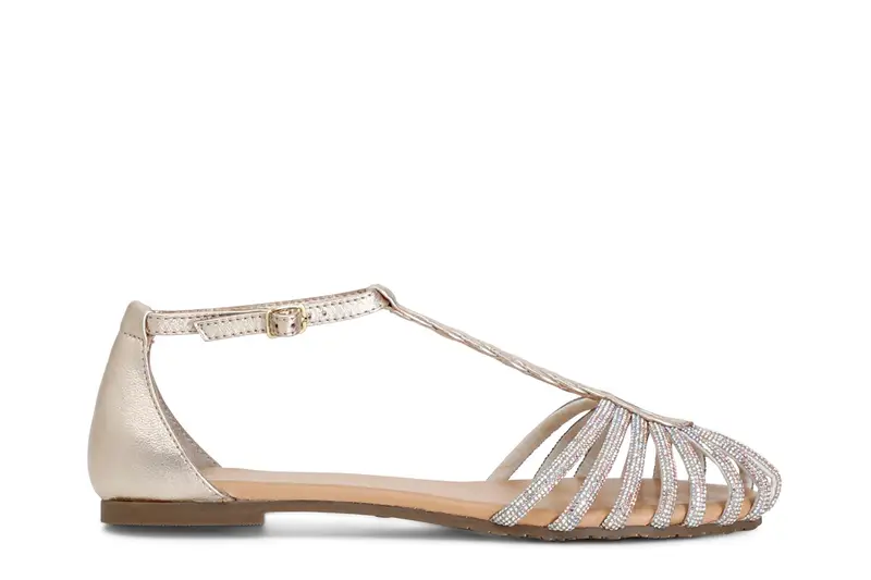 sandali in pelle con mignon strass platino