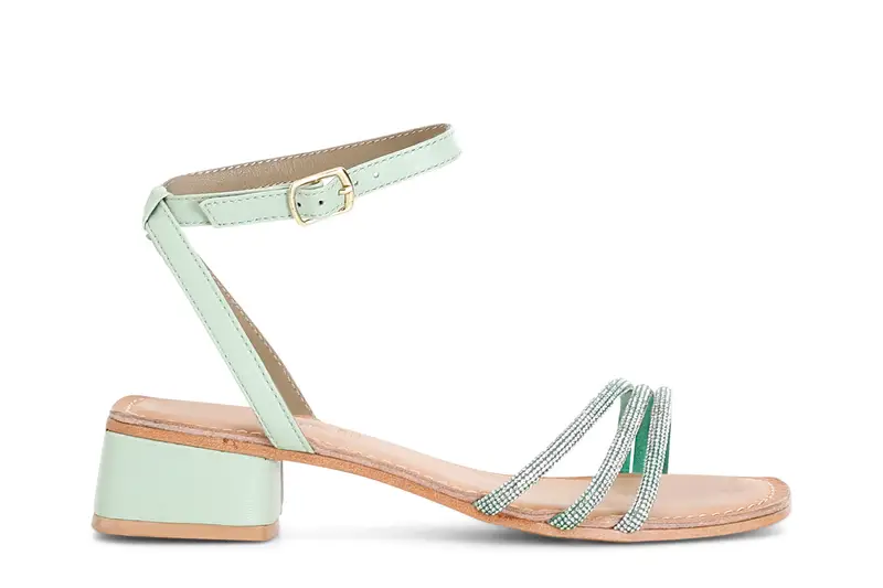 sandali in pelle con strass mignon bamboo