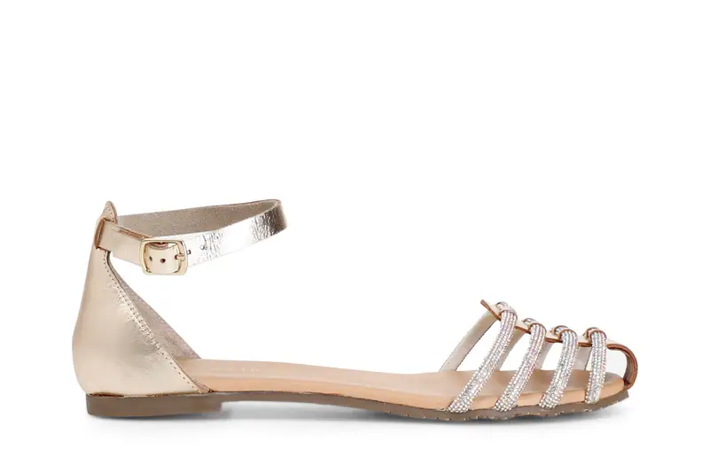 sandali in pelle con strass platino