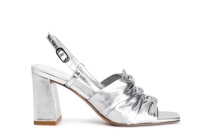 sandali in pelle laminata argento 38