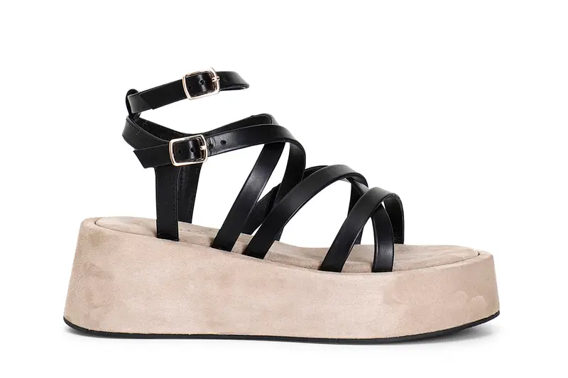 sandali in pelle multilistni incrociati nero 37