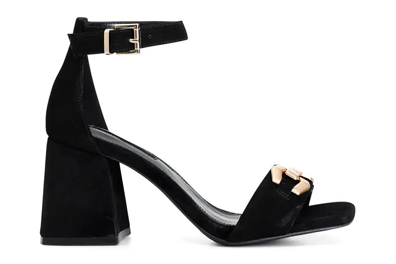 sandali in pelle scamosciata con accessorio nero 38