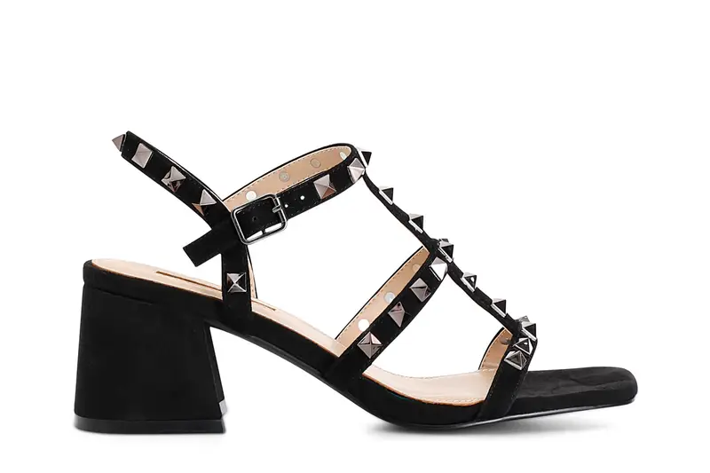 sandali in pelle scamosciata con borchie nero 40