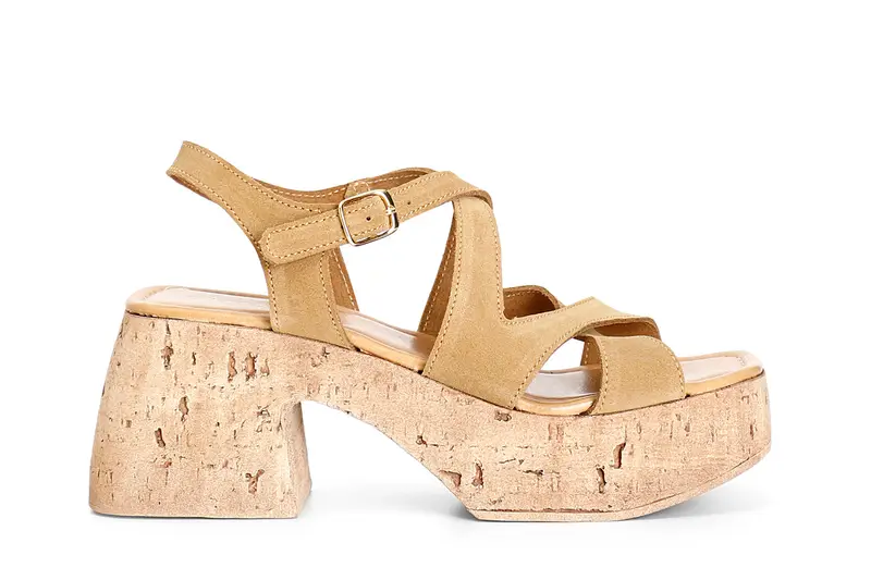 sandali in pelle scamosciata con incrocio brandy 39