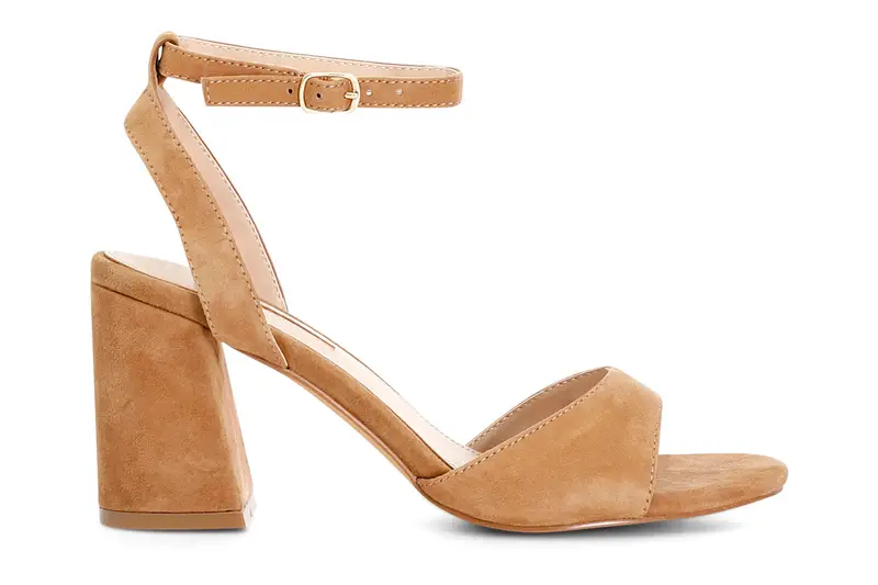 sandali in pelle scamosciata con laccio alla caviglia cuoio