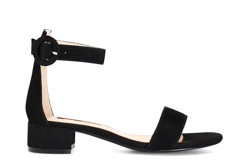 sandali in pelle scamosciata con laccio alla caviglia nero 36