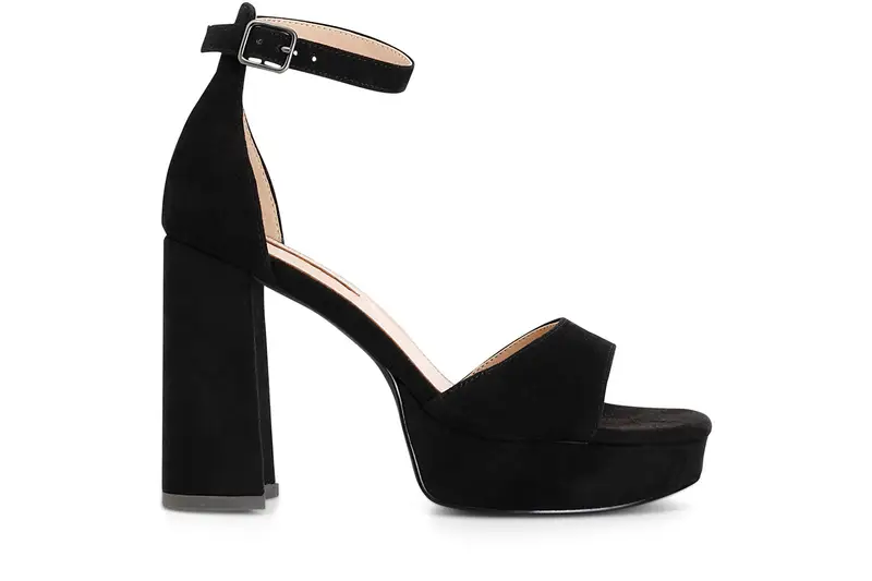 sandali in pelle scamosciata con toppone nero