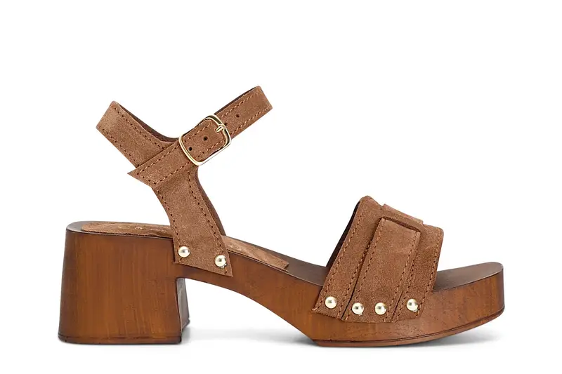 sandali in pelle scamosciata cuoio