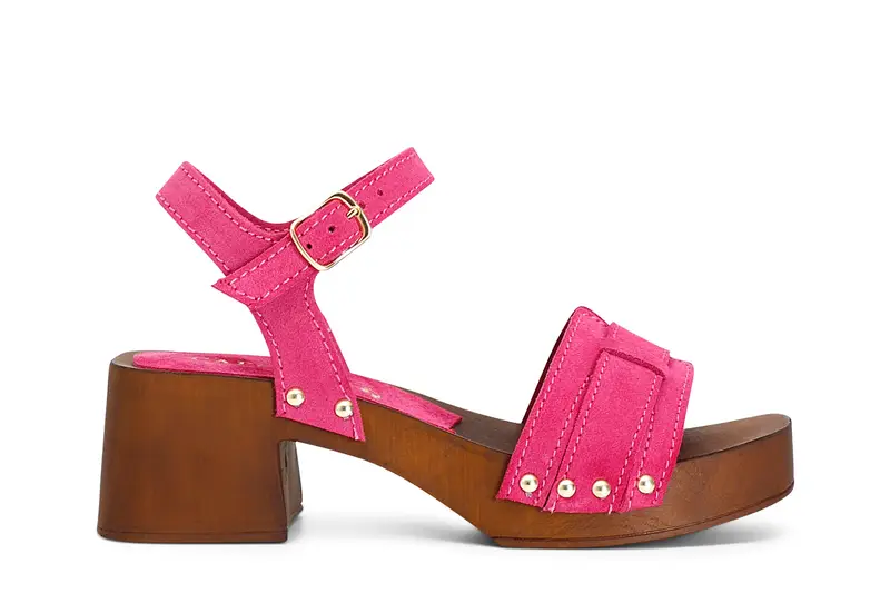 sandali in pelle scamosciata fuxia