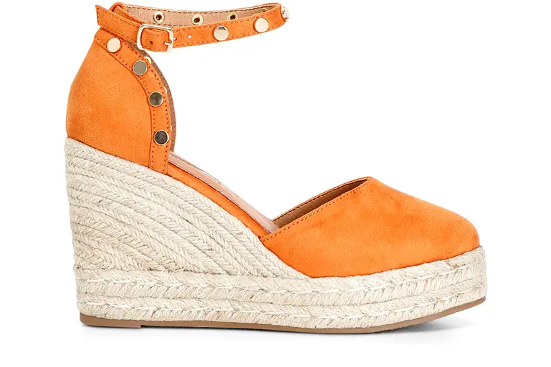 sandali in tessuto e zeppa in corda mango