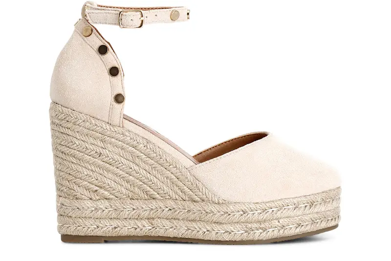 sandali in tessuto e zeppa in corda sabbia 38