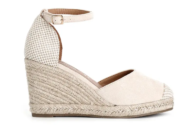 sandali in tessuto e zeppa in corda sabbia 39