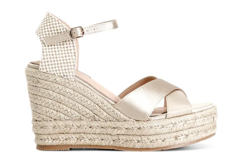 sandali in tessuto su zeppa corda beige 38