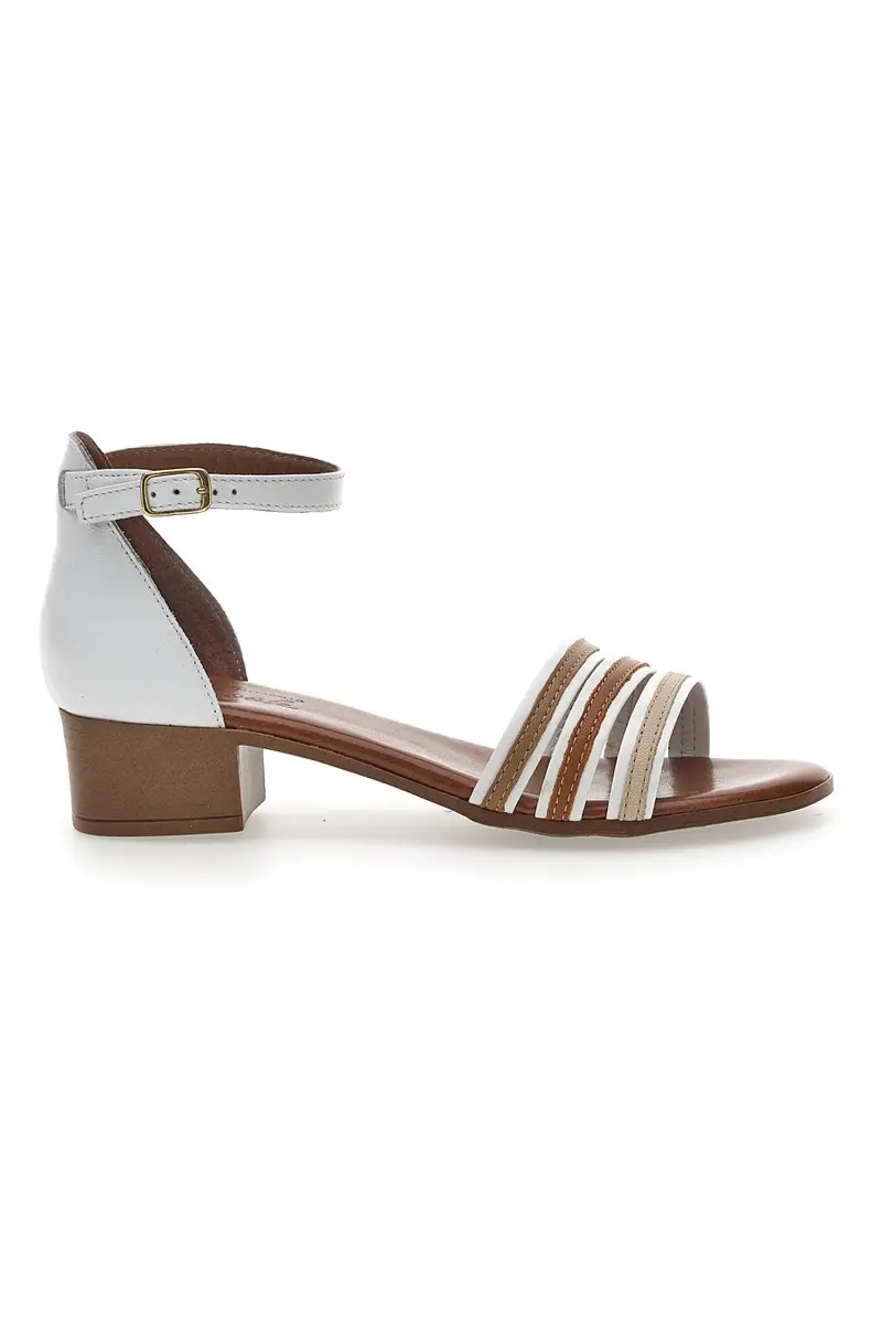 Sandali in Vera Pelle Bianchi-Marroni Pittarello Look 243130