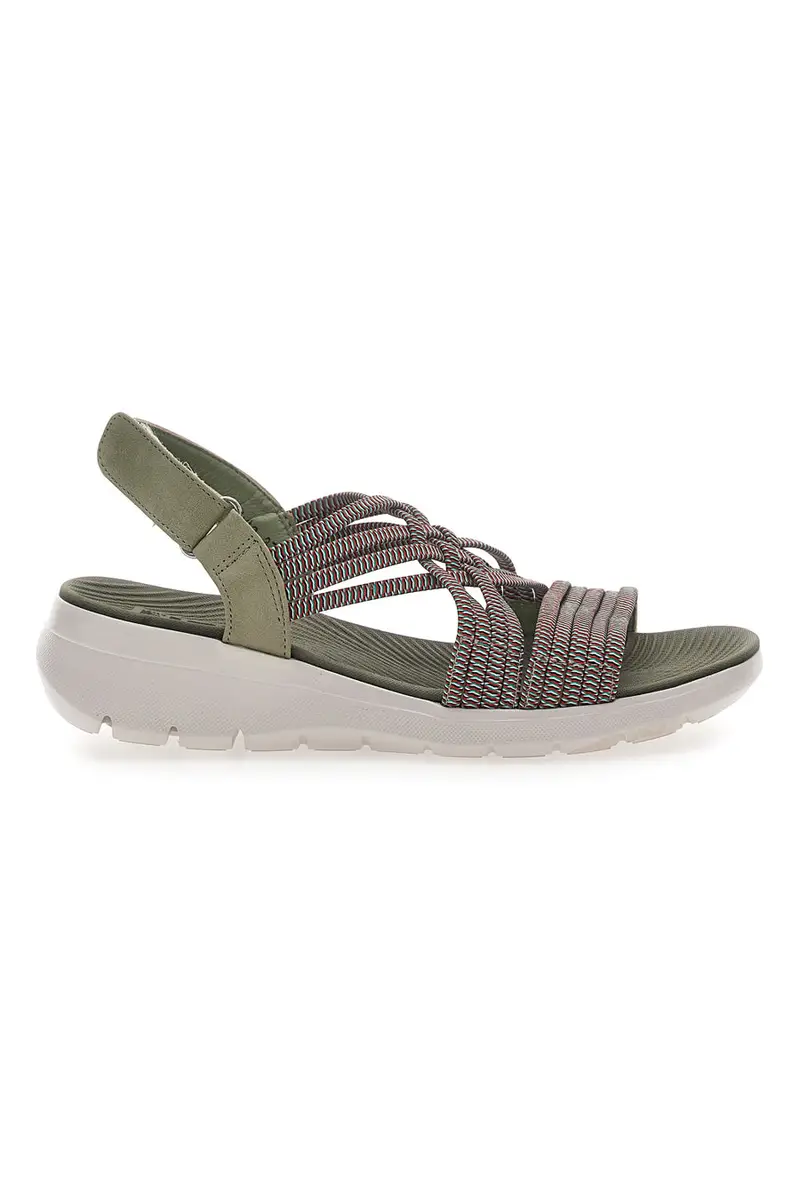 Sandali Khaki Con Tomaia Elastica Effetto Corda Intrecciata FIRST ACTIVE 1 miniatura 2