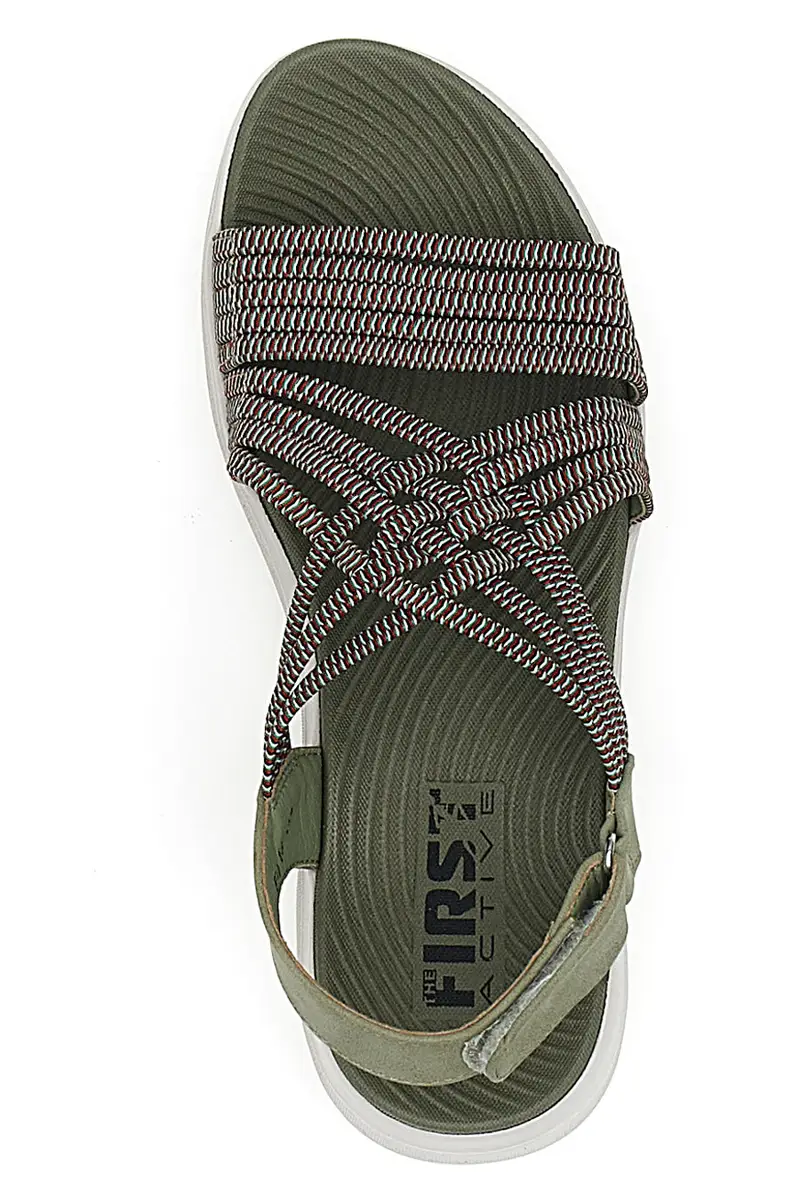 Sandali Khaki Con Tomaia Elastica Effetto Corda Intrecciata FIRST ACTIVE 1 miniatura 3