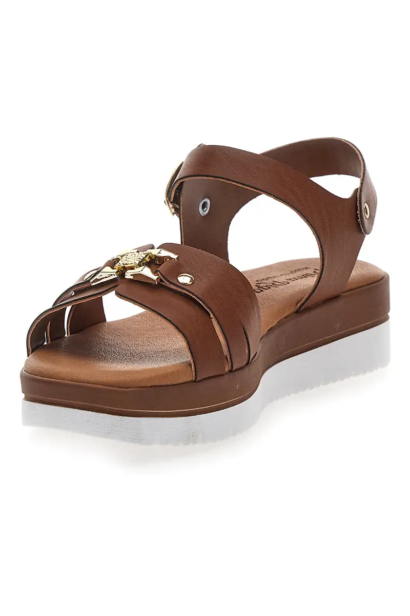 Sandali Marroni con Fibbia Dorata e Suola Bianca PRIMA RIGA 6 miniatura 3