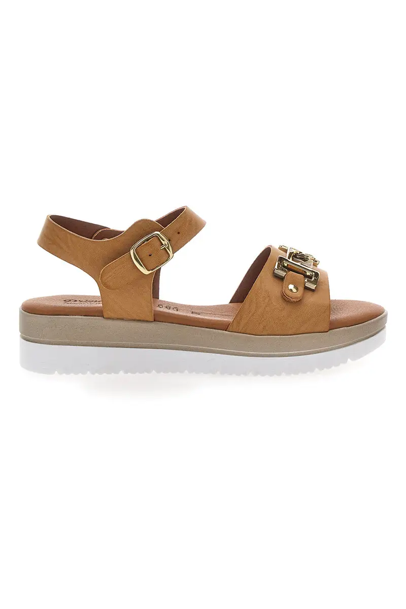 Sandali marroni con morsetto dorato Prima Riga 7