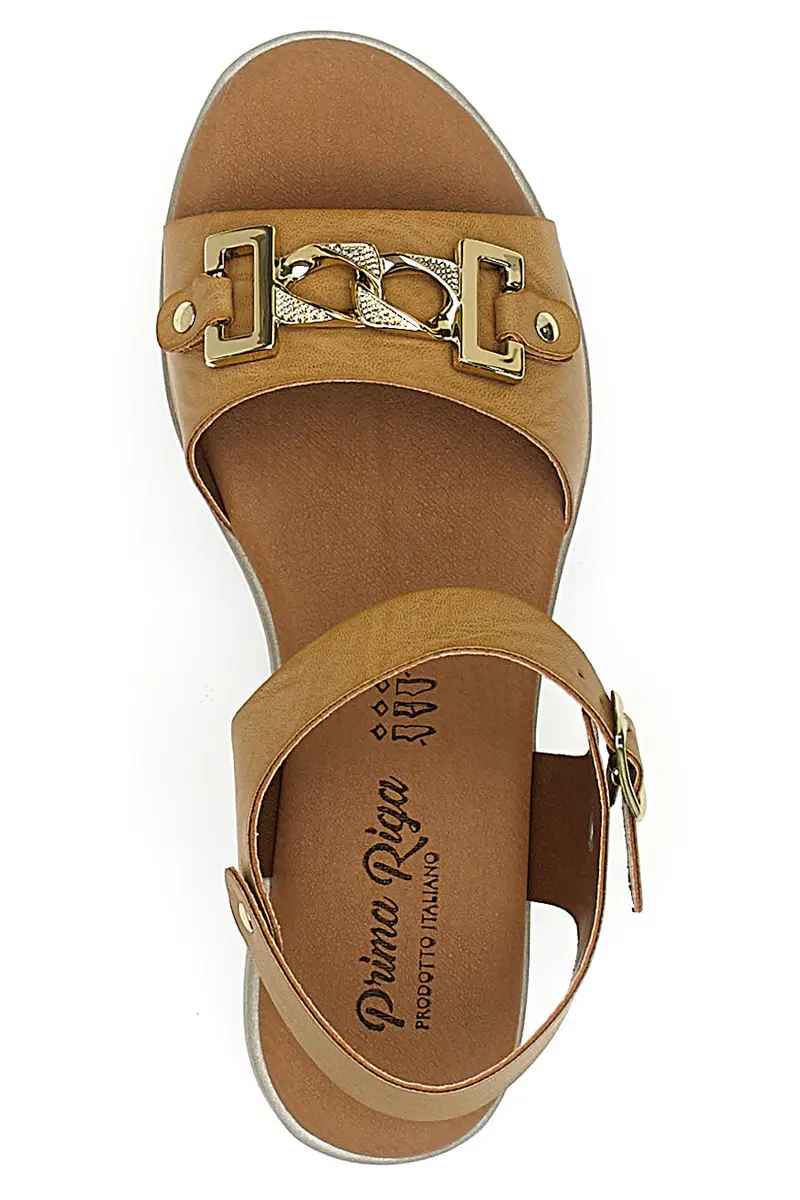 Sandali marroni con morsetto dorato Prima Riga 7 miniatura 3