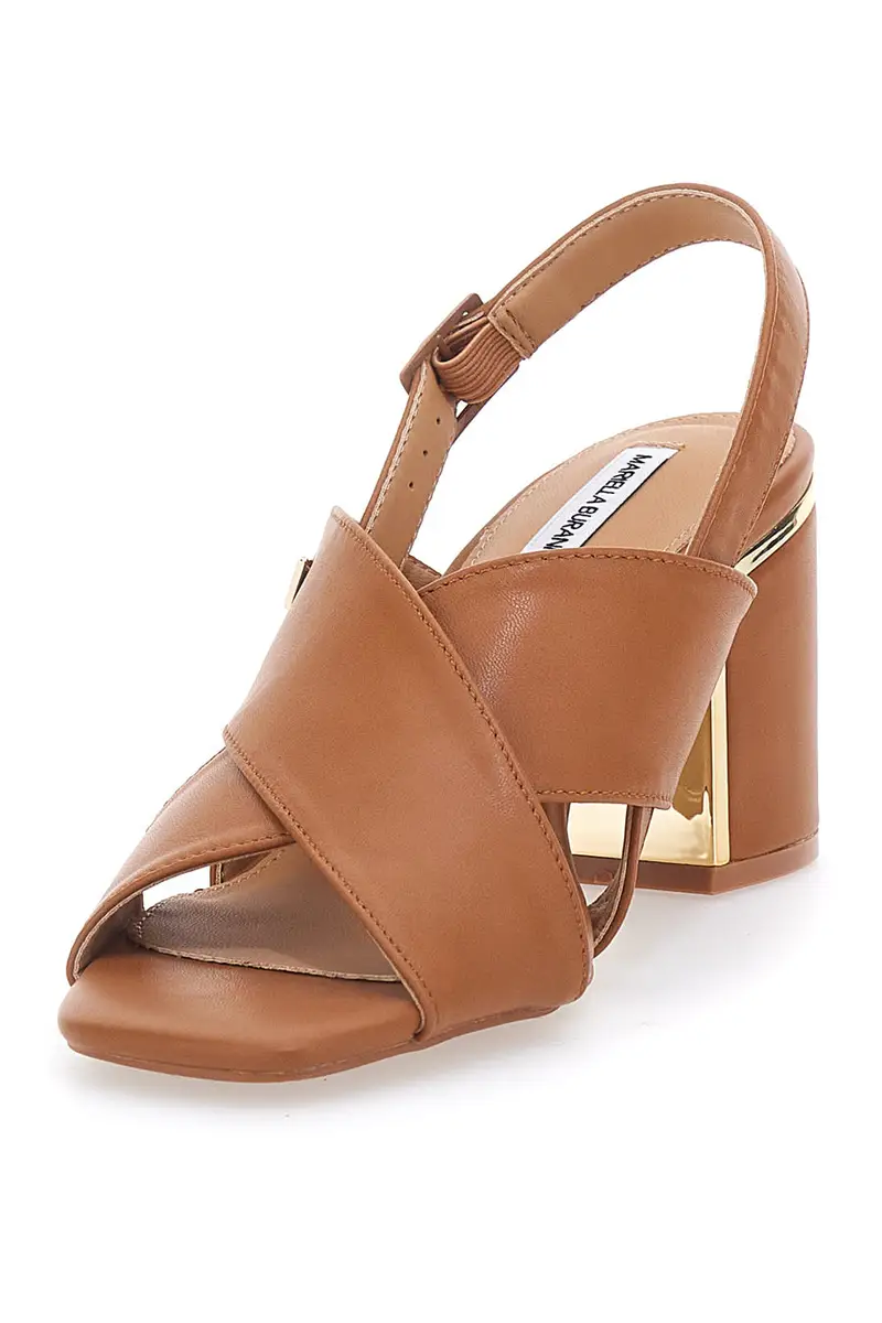Sandali Marroni Con Tacco a Blocco Mariella Burani 51210 miniatura 3