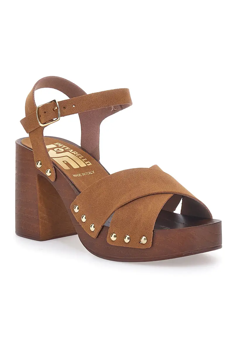 Sandali marroni con tacco largo e borchiette Pittarello Love 9086 miniatura 2