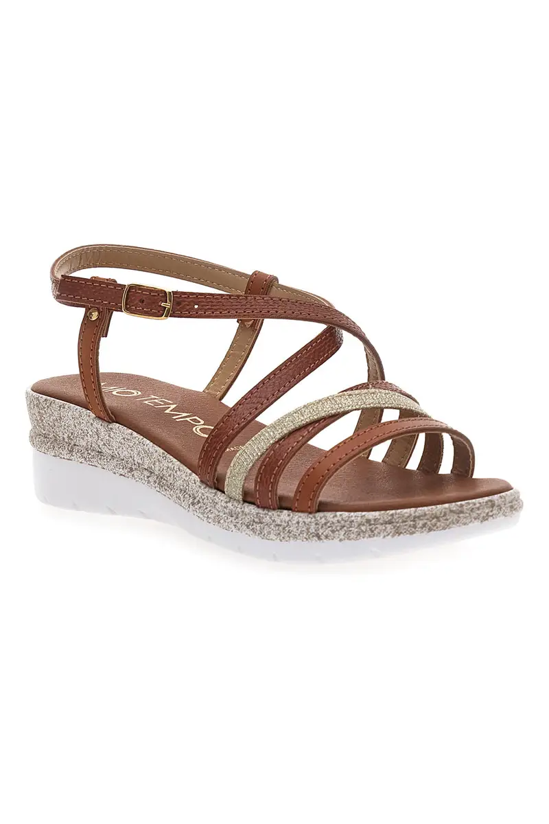 Sandali Marroni con Tomaia a Fasce Incrociate MIO TEMPO 2433 miniatura 2