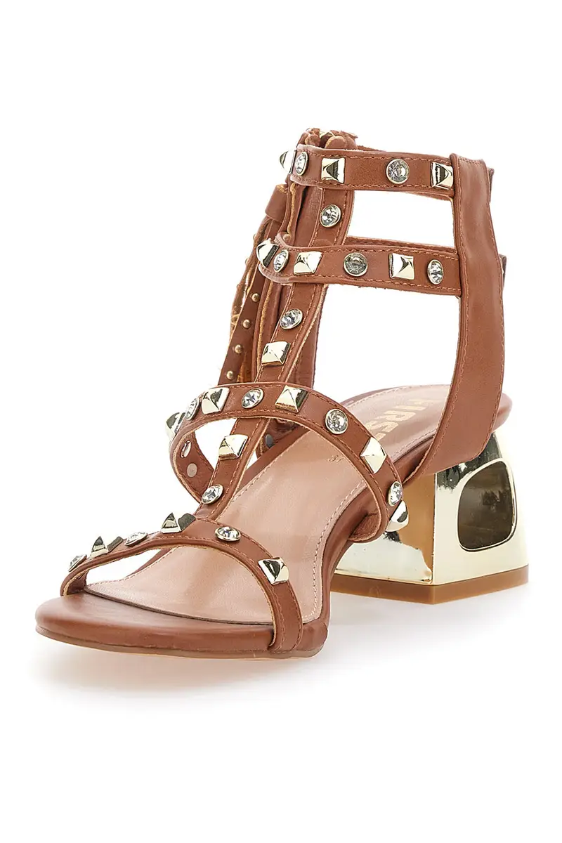 Sandali Marroni da Donna Con Borchie The First 206 miniatura 3