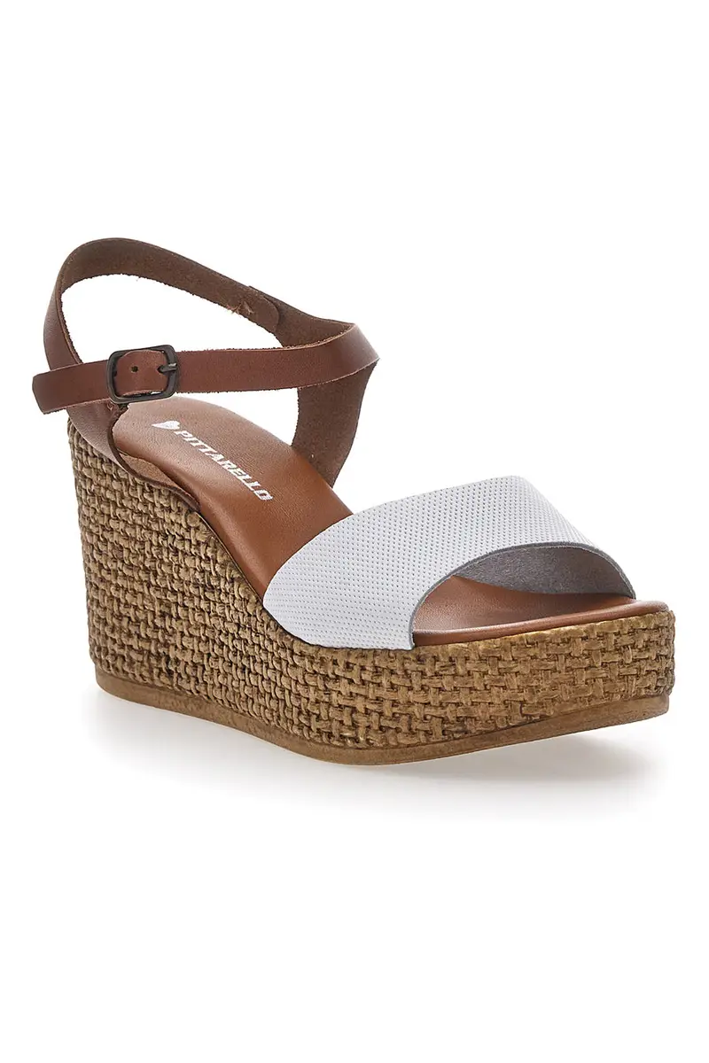 Sandali Marroni e Bianchi Con Zeppa Pittarello 6441504 miniatura 2