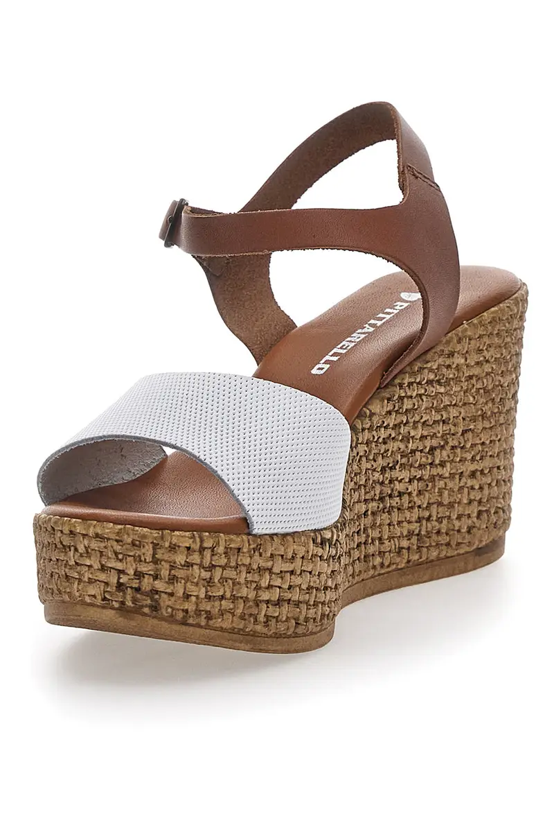 Sandali Marroni e Bianchi Con Zeppa Pittarello 6441504 miniatura 3