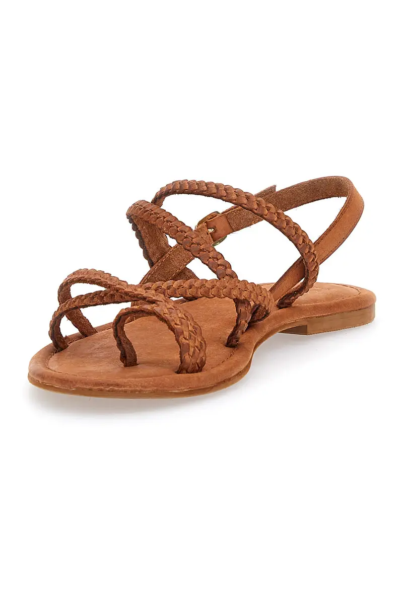 Sandali Marroni Flat In Vera Pelle Pittarello Look 5024 miniatura 3