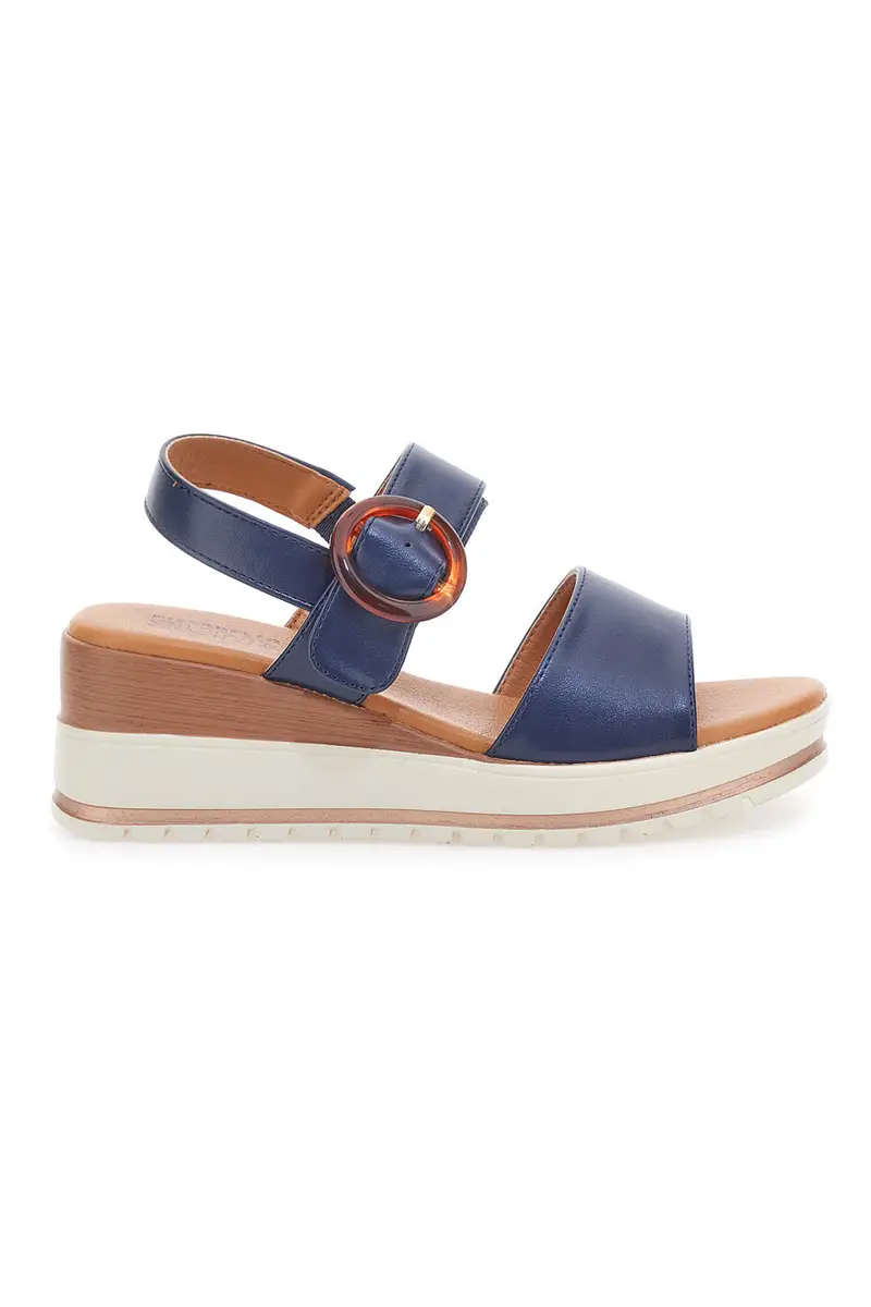 Sandali Navy con Zeppa Bianca a Contrasto PITTARELLO SUN BR1962
