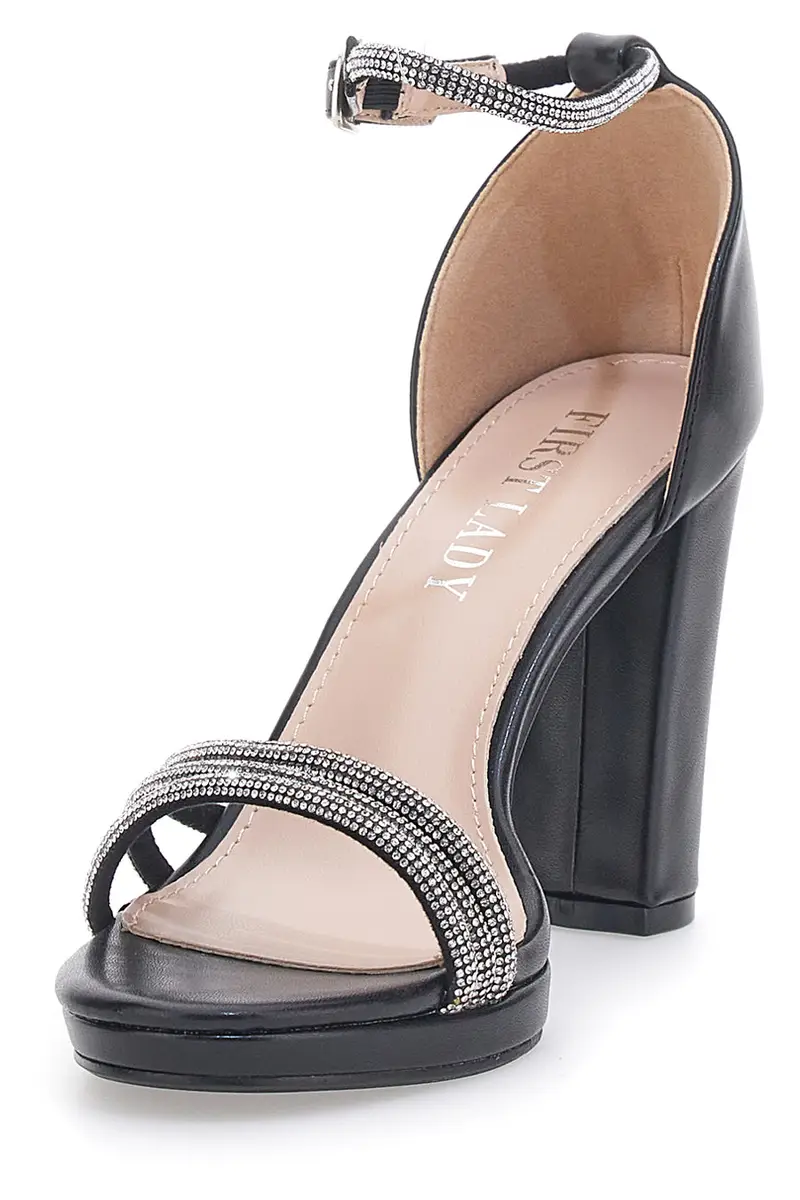 Sandali Neri Aperti Con Tacco E Cinturino First Lady P557 miniatura 3