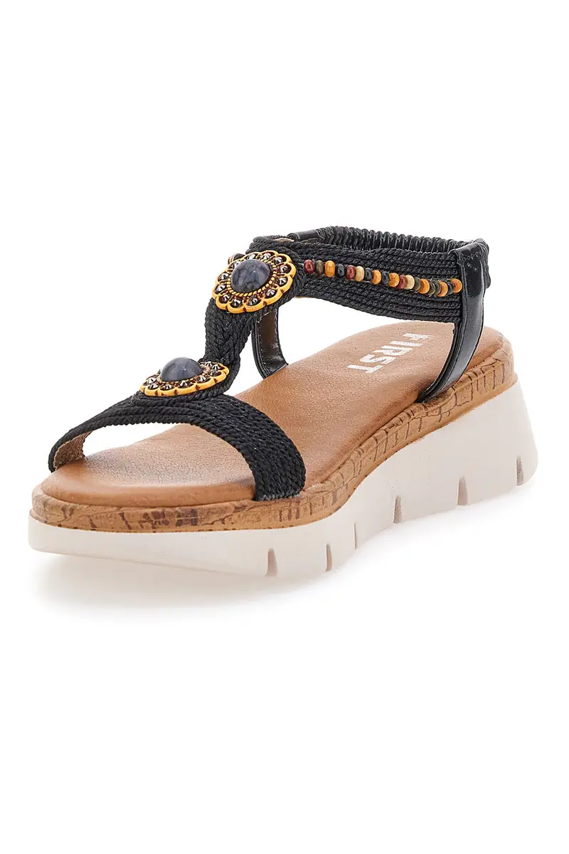 Sandali Neri Con Applicazioni e Perline The First 60785 miniatura 3