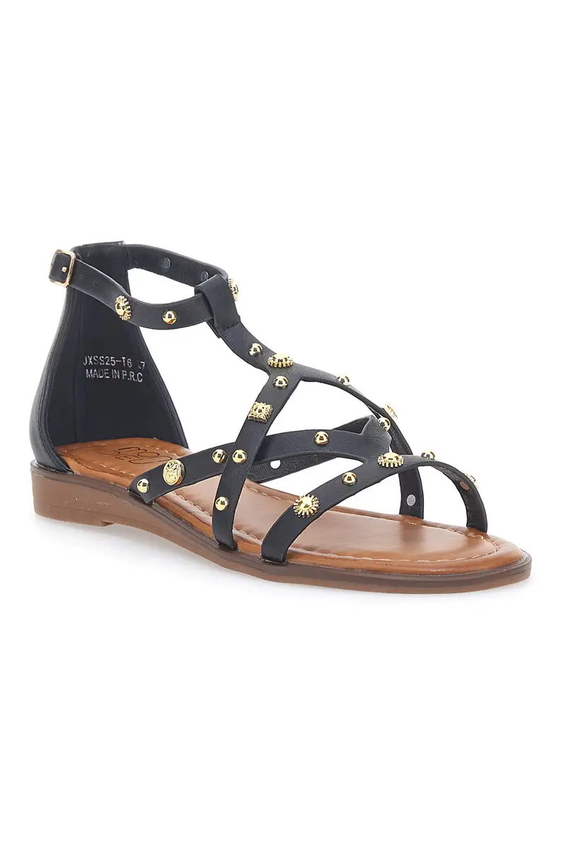 Sandali neri con borchie dorate e cinturino MON DIEU JXSS25T6 miniatura 2