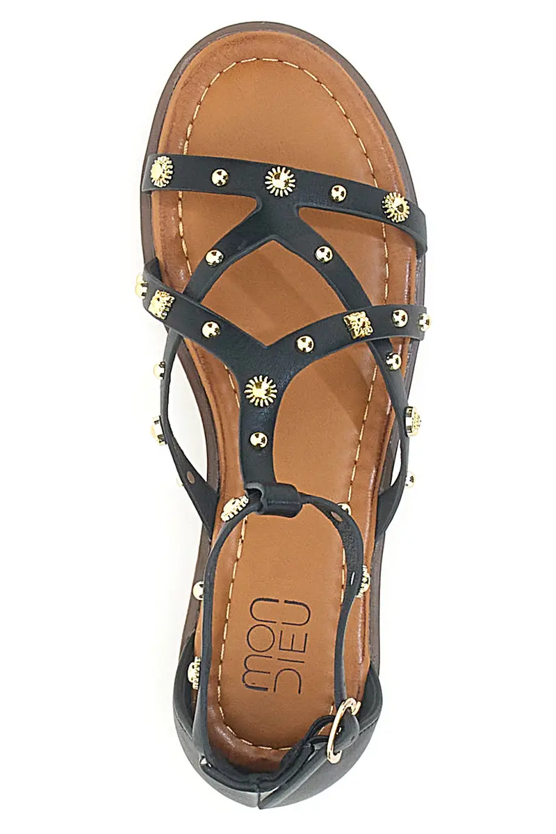 Sandali neri con borchie dorate e cinturino MON DIEU JXSS25T6 miniatura 3