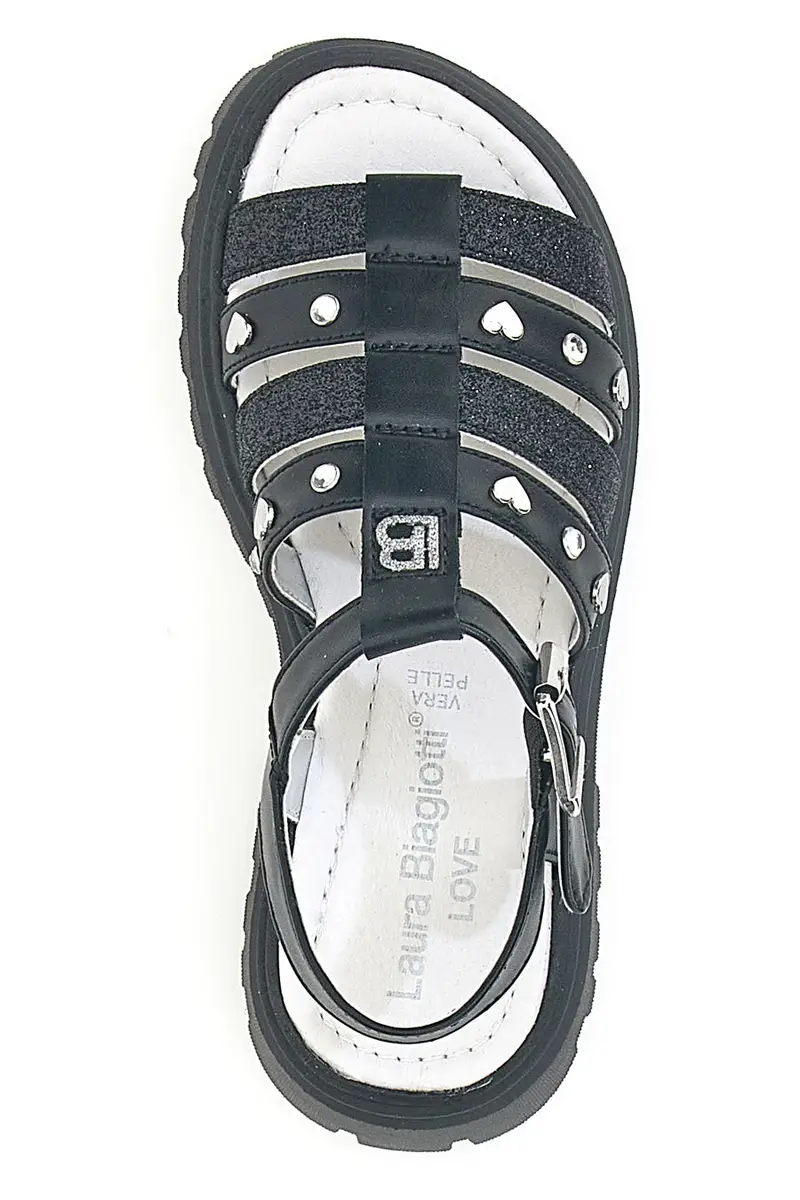 Sandali neri con borchie e sottopiede in pelle Laura Biagiotti 90219487 miniatura 3