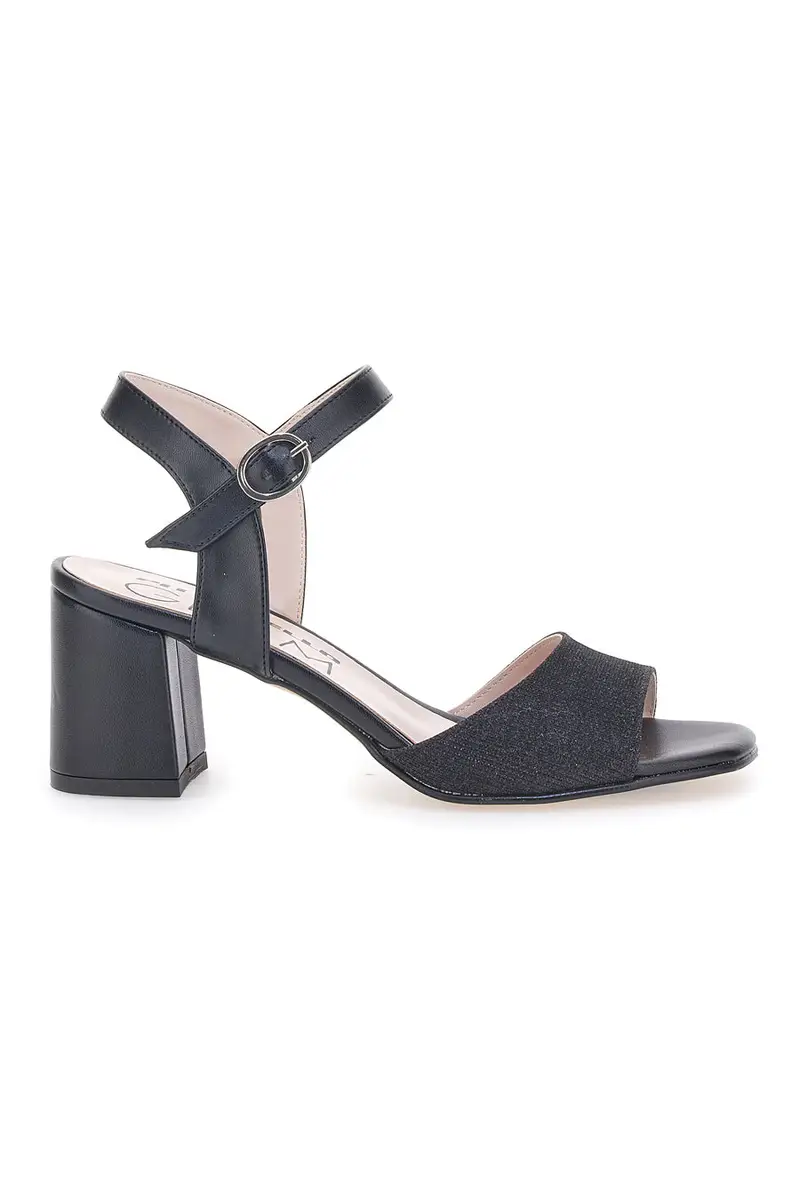 Sandali Neri Con Brillantini e Cinturino Alla Caviglia Pittarello Glam 4214