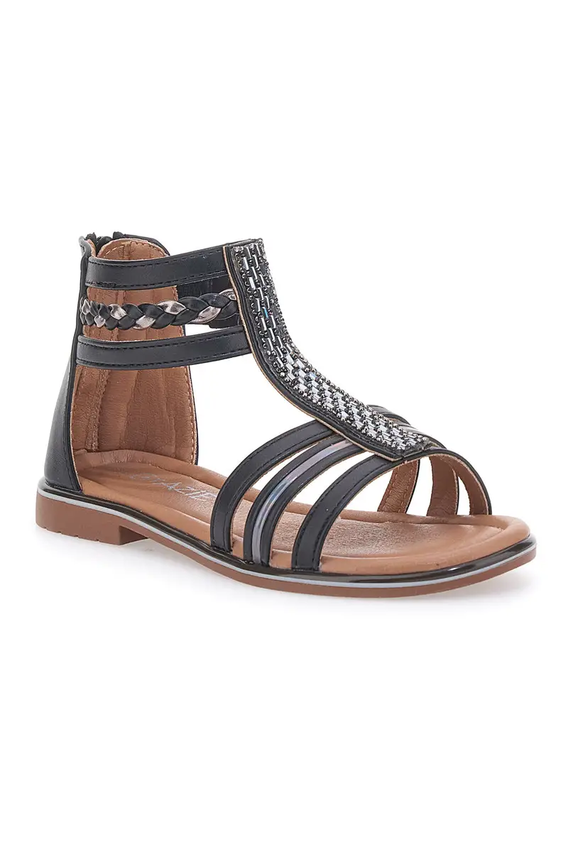 Sandali Neri con Cerniera Posteriore e Tomaia a Fascia GRAZIE GIRL 15029 miniatura 2