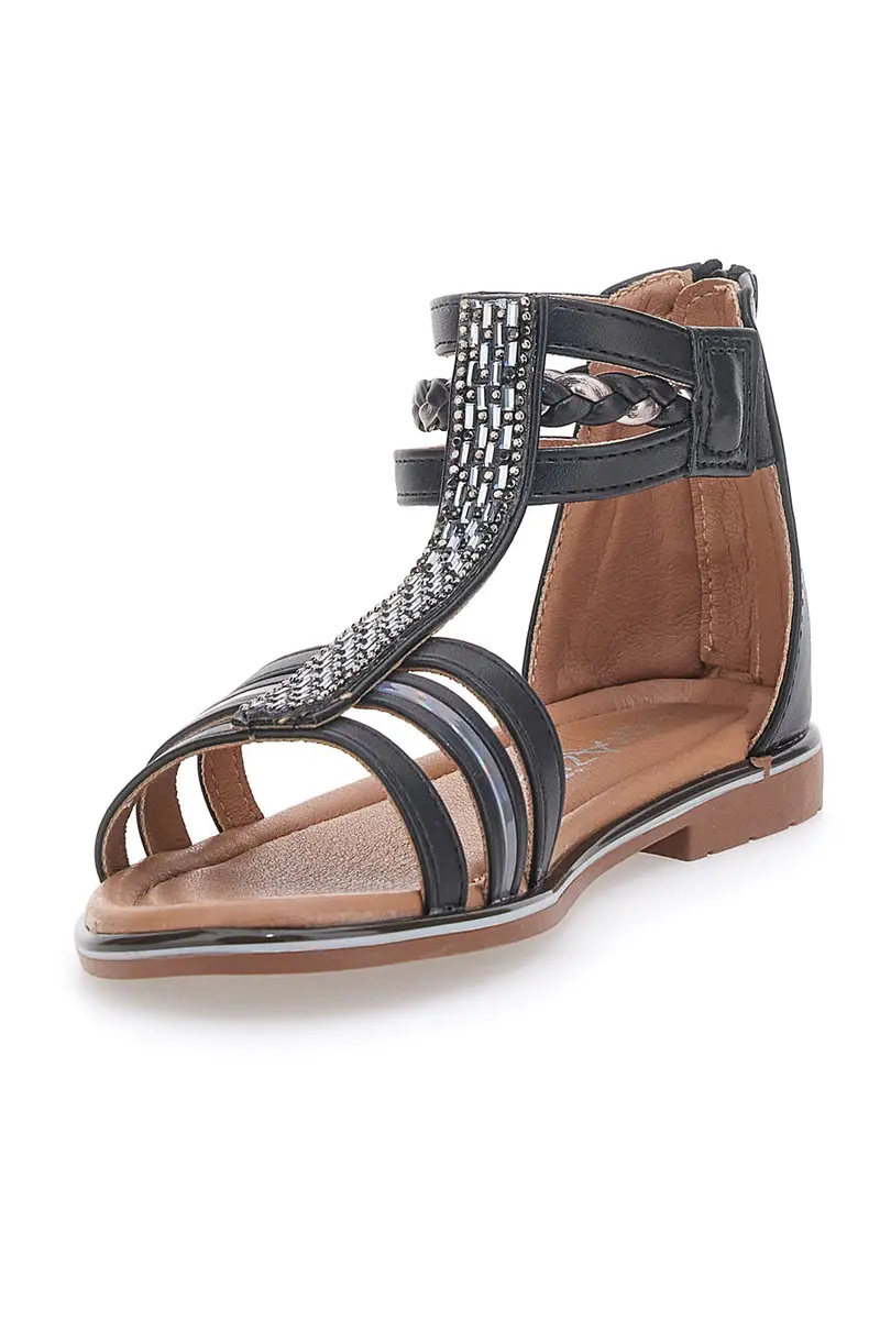 Sandali Neri con Cerniera Posteriore e Tomaia a Fascia GRAZIE GIRL 15029 miniatura 3