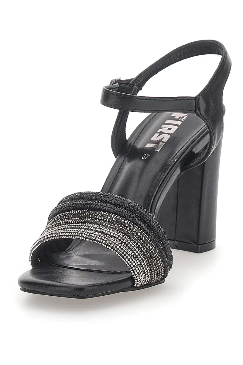 Sandali Neri con Cinturino e Tacco Alto THE FIRST 653 miniatura 3